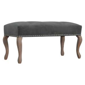 Rarer Velvet French Style Hallway Bench In Grey And Sunbleach