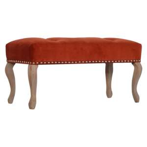 Rarer Velvet French Style Hallway Bench In Rust And Sunbleach