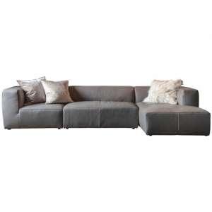Ravesta Corner Faux Leather Sofa In Grey