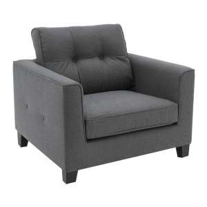 Rawls Fabric 1 Seater Sofa In Charcoal With Wenge Finish Legs