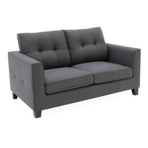 Rawls Fabric 2 Seater Sofa In Charcoal With Wenge Finish Legs