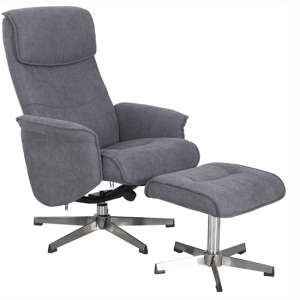 Rayna Recliner Chair With Footstool In Grey
