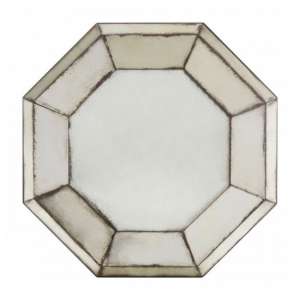 Raze 3D Octagonal Wall Bedroom Mirror In Antique Silver Frame
