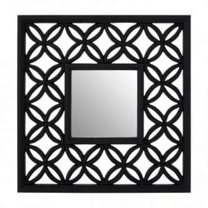 Recon Square Wall Bedroom Mirror In Black Lattice Frame