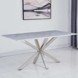 Redlands Marble 160cm Dining Table In White And Grey