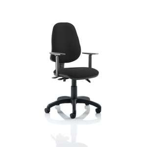 Redmon Fabric Office Chair In Black With Height Adjustable Arms