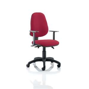 Redmon Fabric Office Chair In Wine With Height Adjustable Arms