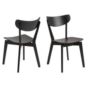 Redondo Black Wooden Dining Chairs In Pair