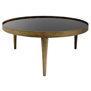 Reese Large Smoked Glass Coffee Table With Antiqued Brass Legs