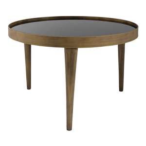 Reese Medium Smoked Glass Coffee Table With Antiqued Brass Legs