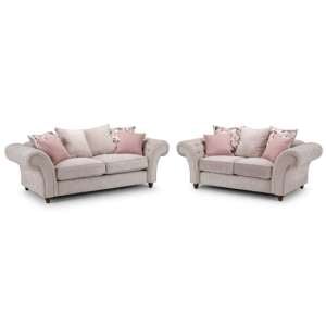 Reeth Chesterfield Fabric 3 Seater And 2 Seater Sofa In Beige
