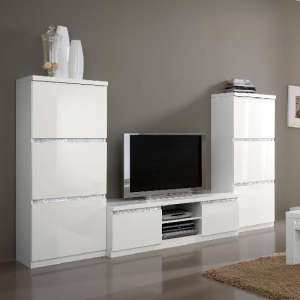 Regal Living Set 1 In White With Gloss Lacquer Cromo Details