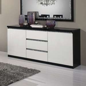 Regal Sideboard In Black White Gloss Lacquer Cromo Details