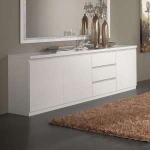 Regal Sideboard In White With Gloss Lacquer And Cromo Decor