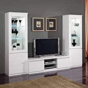 Regal Living Room Set In White With High Gloss Lacquer And LED