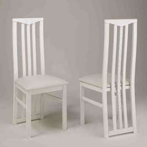 Regal Wooden Dining Chair In White With Crystal Details