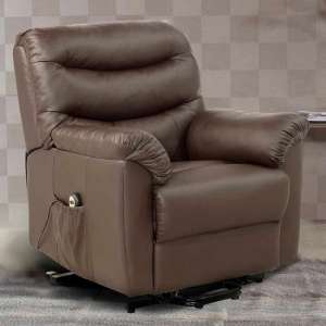 Regency Faux Leather Rise And Recliner Chair In Brown