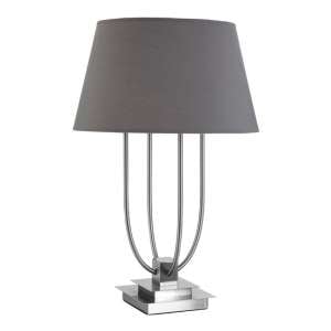 Regeto Grey Fabric Shade Table Lamp With Satin Nickel Base
