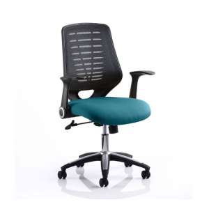 Relay Task Black Back Office Chair With Maringa Teal Seat