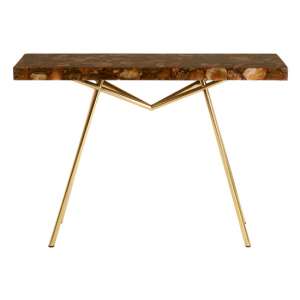 Relics Agate Stone Top Console Table With Gold Frame