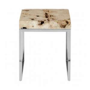 Relics Cheese Stone Top Side Table With Steel Frame