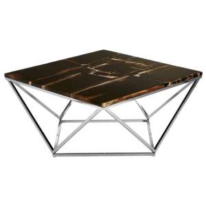 Relics Dark Petrified Square Wooden Coffee Table In Brown