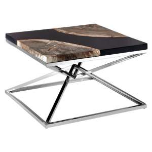 Relics Geometric Petrified Wooden Coffee Table In Black