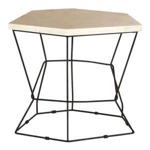 Relics Natural Onyx Stone Polygonal Side Table With Black Frame