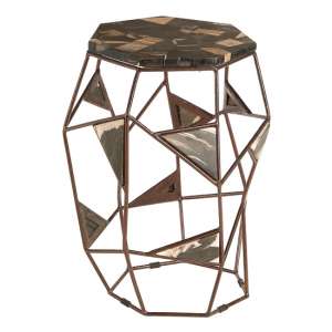 Relics Petrified Wooden Side Table With Asymmetric Frame