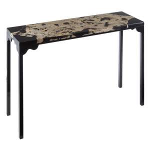 Relics Rectangular Cheese Stone Console Table In Black