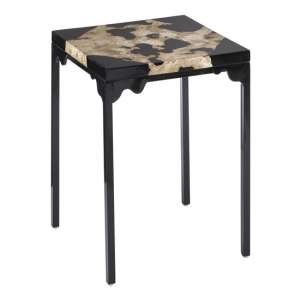 Relics Rectangular Cheese Stone Side Table In Black