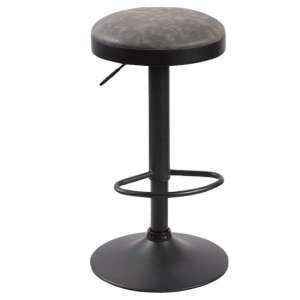 Remi Woven Fabric Bar Stool In Grey With Black Base
