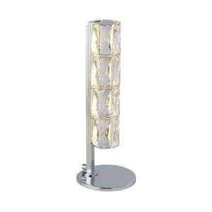 Remy LED Tube Bar Table Lamp In Chrome With Clear Crystal Trim