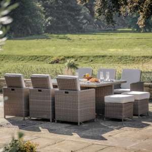 Renx Outdoor 10 Seater Cube Dining Set In Natural Weave Rattan