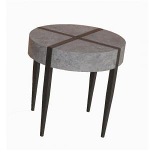 Renzo Round End Table In Dark Concrete With Metal Legs