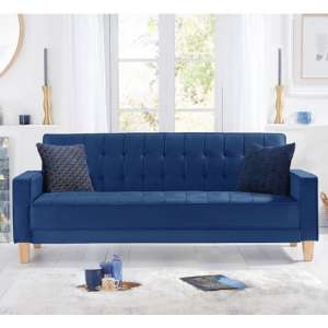 Resita Velvet Upholstered Sofa Bed In Blue