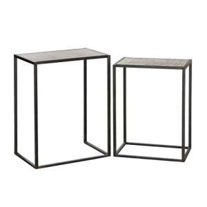 Retia Square Set Of 2 Nesting Tables In Brown With Metal Frame