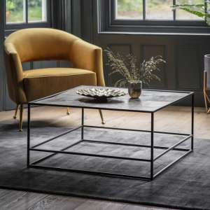 Retiro Coffee Table In Antique Gold With Black Metal Frame