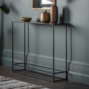 Retiro Console Table In Antique Gold With Black Metal Frame