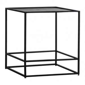 Retiro Side Table In Antique Silver With Black Metal Frame