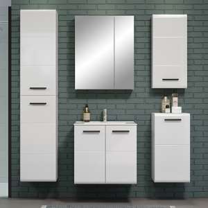 Reus Wall Hung High Gloss Bathroom Furniture Set 5 In White