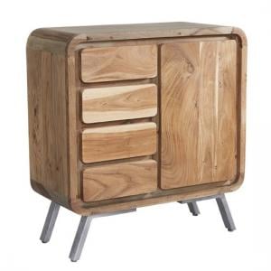 Reverso Wooden Compact Sideboard In Reclaimed Wood And Iron