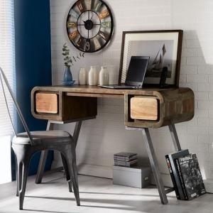Reverso Wooden Computer Desk In Reclaimed Wood And Iron