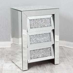 Reyn Crushed Glass Bedside Cabinet With 3 Drawers