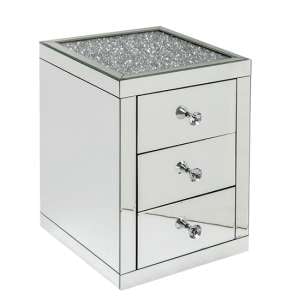 Reyn Crushed Glass Top Bedside Cabinet With 2 Drawers