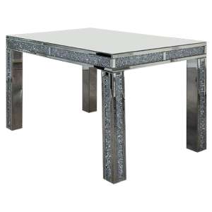 Reyn Large Crushed Glass Dining Table In Mirrored
