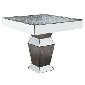 Reyn Square Crushed Glass Top Dining Table In Mirrored