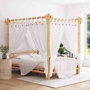 Reza Bamboo Wood Double Canopy Bed In Brown