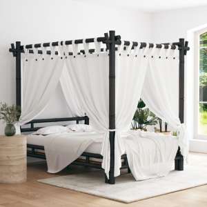 Reza Bamboo Wood Double Canopy Bed In Dark Brown