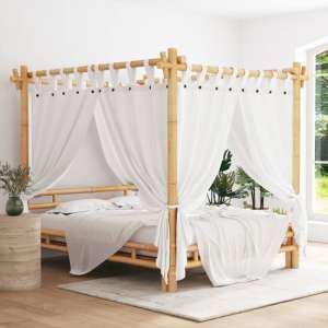 Reza Bamboo Wood King Size Canopy Bed In Brown